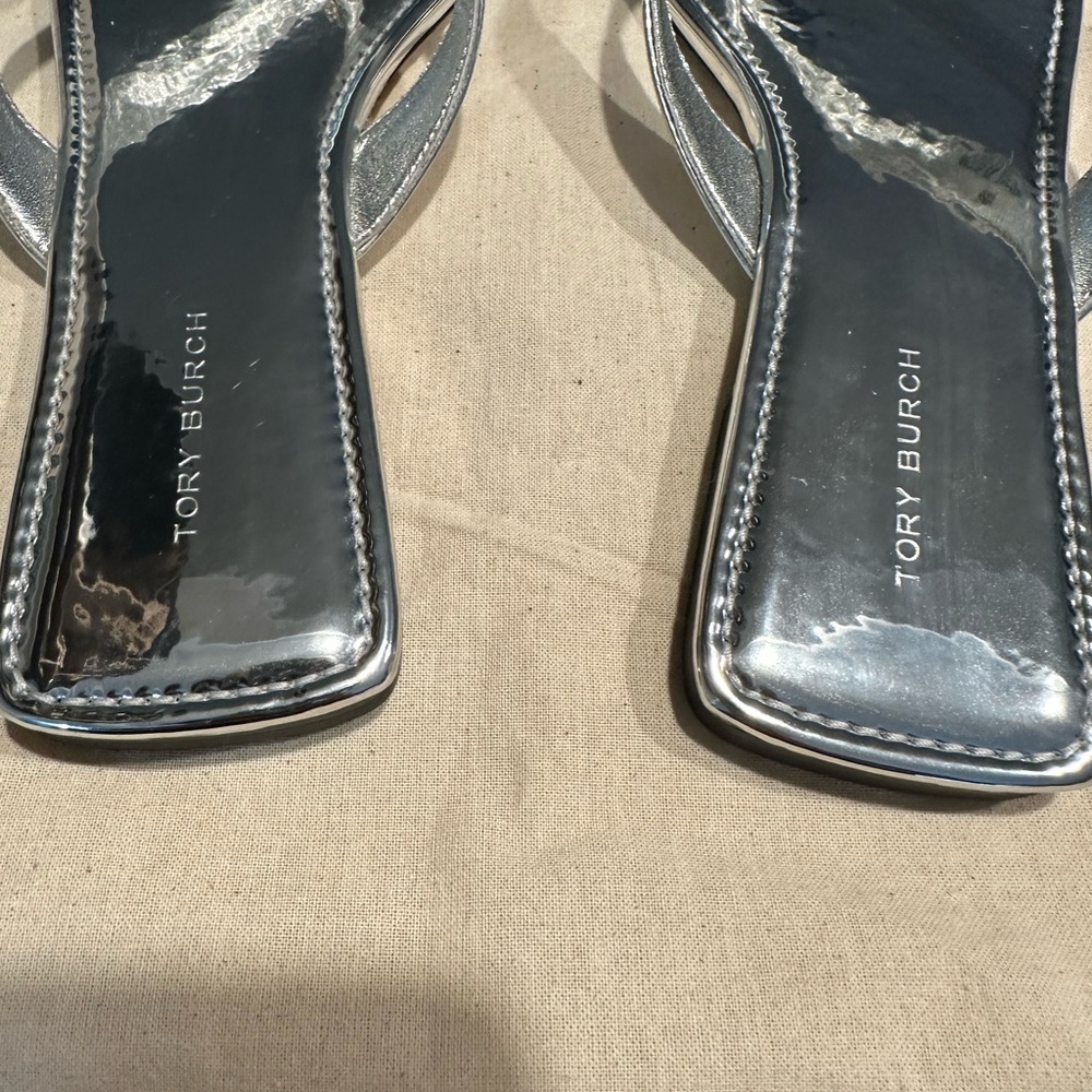 Tory Burch Metallic Silver Sandals - Picture 3 of 9